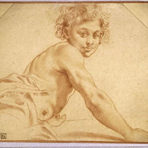 A Boy looking over his Shoulder (red chalk on paper)
