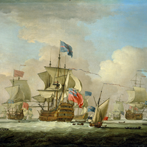 British Men-of-War and a Sloop, c. 1720-30 (oil on canvas)