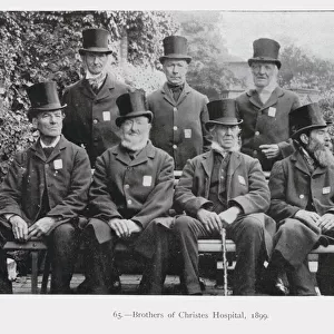 Brothers of Christs Hospital, Winchester, Hampshire, 1899 (b / w photo)