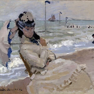 Camille on the Beach in Trouville, 1870 (oil on canvas)