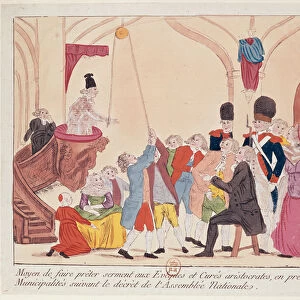 Caricature of the way to make aristocratic bishops and priests swear the oath for