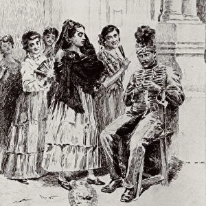 Carmen by Prosper Merimee illustrated by Eugene Decisy (1866-p. 1936) (engraving)