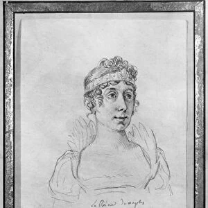 Caroline Bonaparte, Queen of Naples (pencil on paper) (b / w photo)