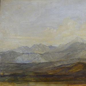 The Carrara Mountains from Pisa, 1845 - 1846 (oil on panel)