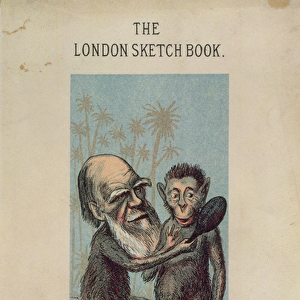 Cartoon of Darwin with an Ape, from The London Sketch Book, April 1874 Vol 1 No