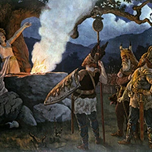 Celtic warriors consult a priestess. Painting by Augustus Dieffenbacher