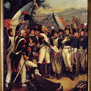 The certificate of corporal to Lodi 10 / 05 / 1796 Napoleon Bonaparte (1769-1821) received the certificate of corporal. Painting by Nicolas Eustache Morin (1799-1850) 1799 Sun. 0, 42x0, 33 m Ile d Aix, Napoleonian museum