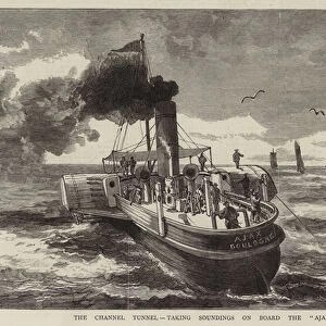 The Channel Tunnel, taking Soundings on Board the "Ajax"(engraving)