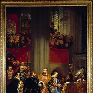 Charles V received by Francois I at the abbey of Saint Denis in 1540