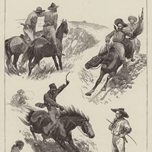 Chasing and capturing a Diamond Thief at the South African Diamond-Fields (engraving)