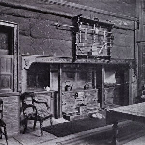 Chethams Hospital and Library, Manchester: Baronial Kitchen, Showing ancient Cooking Spit (b / w photo)