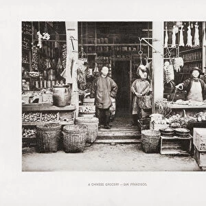 A Chinese grocery in San Francisco, California, USA, in the late 19th century