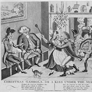 Christmas Gambols, or a Kiss Under the Mistletoe, 1794 (engraving)
