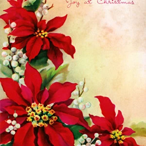 Christmas Poinsettia and Mistletoe Design, 1940s (lithograph)