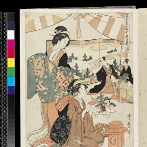 The Chushingura drama parodied by famous beauties: Act 1, c. 1795 (colour woodblock print)