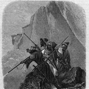 Circassian soldiers (a region of the Caucasus), 1859. Engraving by Pauquet In "