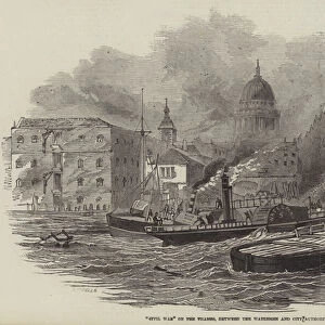 "Civil War"on the Thames, between the Watermen and City Authorities (engraving)