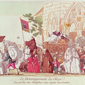 Clergy Leaving the Church after the Sale of Church Property (coloured engraving)