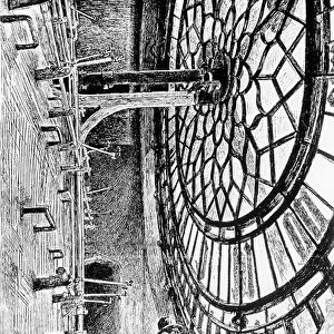 Behind the Clock-Dial of Big Ben (engraving) (b / w photo)