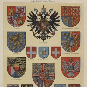 Coats of arms of European countries (colour litho)