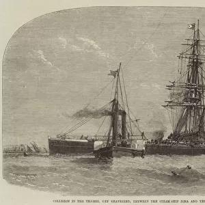 Collision in the Thames, off Gravesend, between the Steam-Ship Iona and the Barque Agenoria (engraving)
