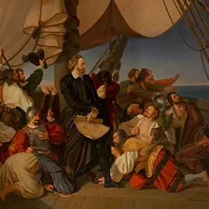 Columbus Discovers the Shores of America, 1846 (oil on canvas)