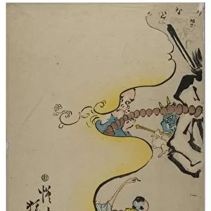 Comic. 100 Turns of the Rosary from 100 Wildnesses by Kyosai, 1864 (woodblock print on paper)