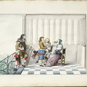 Company on a Terrace, 1660-61 (w / c and pencil on paper)