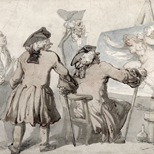 The Connoisseurs, c. 1790 (pen, ink and w / c over graphite on mounted wove paper)