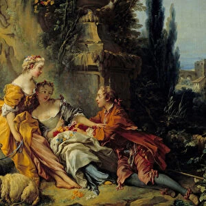 Conversation Champetre Painting by Francois Boucher (1703-1770) 18th century