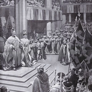 Coronation of King Edward VII and Queen Alexandra, Westminster Abbey, London, 1902 (litho)