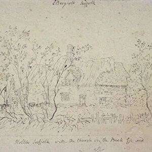 Cottage at East Bergholt, with a well (drawing)