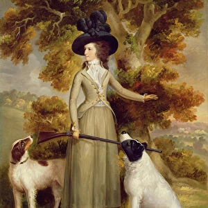 The Countess of Effingham with Gun and Shooting Dogs, 1787 (oil on canvas)