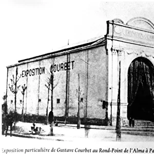 Courbet exhibition at the Rond-Point de l Alma in Paris in 1867 (b / w photo)