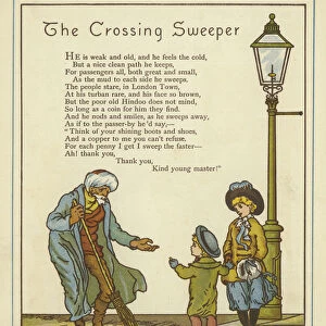 The Crossing Sweeper (colour litho)