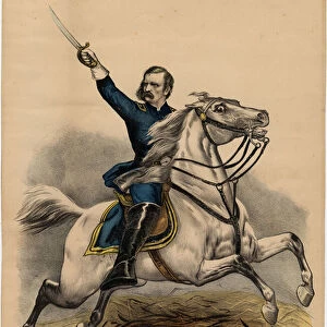 Custers last charge, pub. by Currier & Ives, 1876 (colour litho)