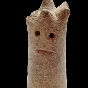 Cylindrical human head, from Ife, 12th - 15th century (terracotta)