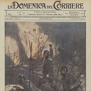 The daily heroics of our war, a company of death on the attack of an Austrian grid (colour litho)