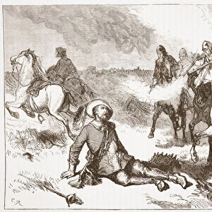 Death of Gustavus Adolphus, illustration from The History of Protestantism by James Aitken Wylie (1808-1890), pub. 1878 (engraving)