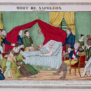 The Death of Napoleon Bonaparte (1769-1821) c. 1840 (coloured engraving)