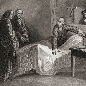 Death of St. Ignatius of Loyola (litho)