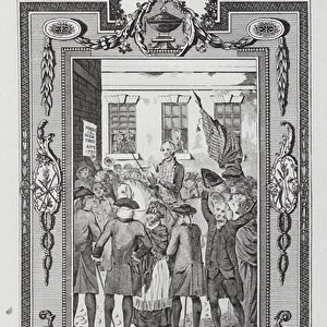 Declaration of Independence of the American colonies from British rule, 4 July 1776 (engraving)
