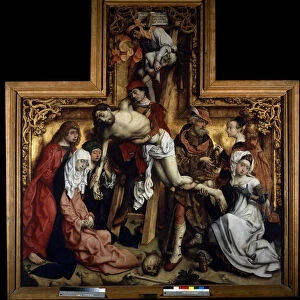 The descent of the cross (Deposition) Painting of the Master De Saint Barthelemy (Active around 1480-1510) (ec. all. ) 15th century Sun. 2, 27x2, 1 m