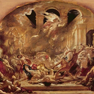 The Destroying Angel and Daemons of Evil Interrupting the Orgies of the Vicious and Intemperate (oil on canvas)