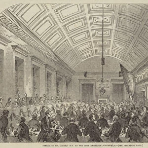 Dinner to Mr Cobden, MP at the Corn Exchange, Wakefield (engraving)