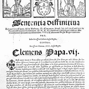 Document declaring the Popes judgment on the validity of the marriage of Henry VIII