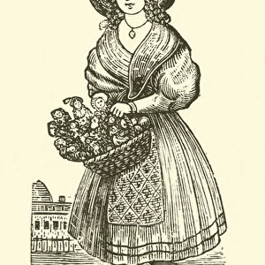 Doll seller (woodcut)