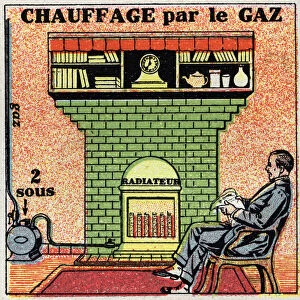 Domestic heating: gas heating. Anonymous illustration from 1925. Private collection