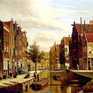 A Dutch Canal (oil on canvas)
