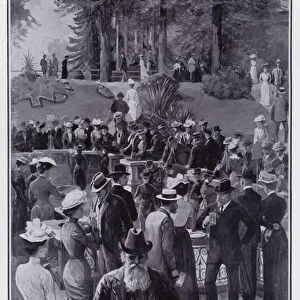 Edward VII drinking the waters at the spa town of Marienbad (litho)